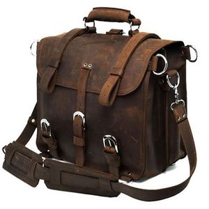 Vintage Crazy Horse Leder Herren Reisetasche Handgepäck Duffle Bag Übernachtung Wochenendtaschen Tote Handtasche Groß M086267a