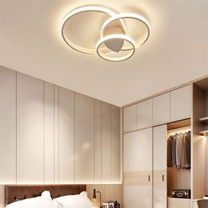 Modern Rings LED Chandeliers Lighting For Bedroom Living Room White Black Coffee Ceiling Lights Fixture Lamps AC90-260V MYY264L