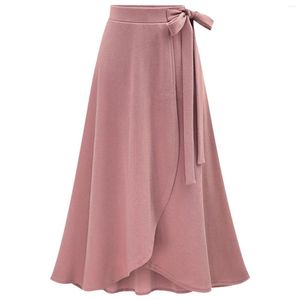 Röcke Sommer Boho Midi Split Strandrock Mode Kleid mit hoher Taille Einfarbig Elegant A-Linie Streetwear