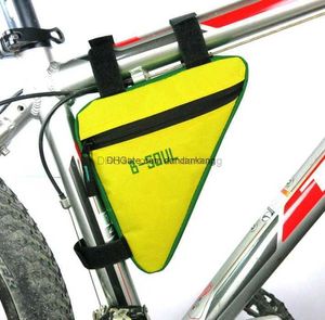 Vattentät triangelcykelväskor Cykelcyklar Front Tube Fram Bag Mountain Bike Pouch Holder Saddle Panniers Telefonverktygspaket