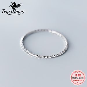 Trustdavis Real 925 Sterling Silver Minimalist Cute Round Ring for Fashion Women Party Fine Jewelry Geometry Accessories DA1275