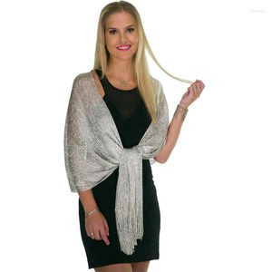 Шарфы металлическое вечернее платье танцевать шарф -шарф женщин блестящий длинная упаковка фундарда кисточка женская роскошная простая свадебная шаль