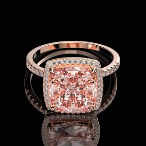 クラスターリングoevas luxury 100％925 Sterling Silver Created Moissanite Morganite Gemstone Wedding Engagement Ring Fine Jewelry Who222t