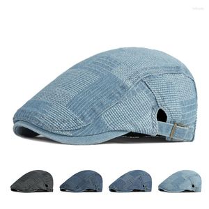 Berretti Sboy Caps For Men Spring Summer Washed Denim Beret Berretto vintage britannico da donna Casual Gatsby Painter Forward Boina