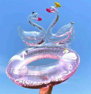 Flamingo Swan Swim Ring Pool Floats Air Madrass Lounge Baby Barn Vattsportrör Toy Söta flickor Beach Toys