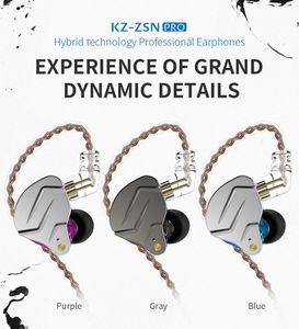 最新のKZ ZSN Proハイブリッドテクノロジーイヤホン中のHifiメタルベースイヤホンスポーツノイズキャンセルヘッドセット