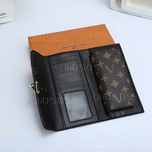 2023 modedesigner långa plånbok 2-stycks set korthållare handväska metallknapp fransk tryckt schackbräde rutnät äkta lädermynt purses lyx plånböcker med låda