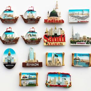 Fridge Magnets Middle East Saudi Arabia Magnet Bahrain Dammam Madinah Makkah Buraydah Tourism Decoration Resin Refrigerator Sticker 230721