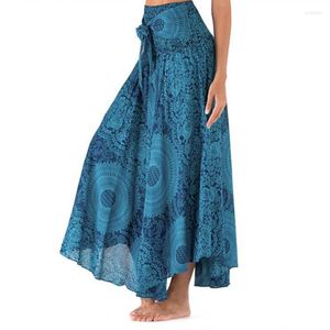 Skirts Boho Clothing Holiday Beach Long Skirt Women Casual Loose High Waist Maxi Womens Print Vintage Jupe Femme Saia