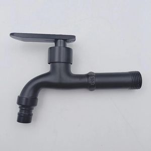 Bathroom Sink Faucets Medium Length Black Baking Wall Mounted G1/2 DN15 Washing Machine Connector Bibcock Water Tap Fast On Faucet