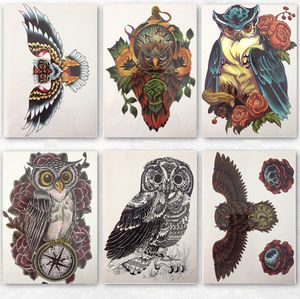 Hot Sale Fashion 21 X 15 CM Colorful OWL Temporary Tattoo Stickers Temporary Body Art Waterproof