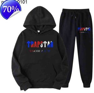 Tracksuit Trapstar Brand Printed Sportswear Men's t Shirts Colors Warm Two Pieces Set Loose Hoodie Sweatshirt Motion current 147ess