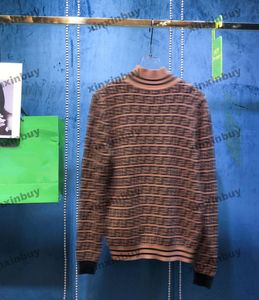 xinxinbuy erkek kadın tasarımcı sweatshirt çift harfli jakard roman süveter mavi siyah beyaz kahverengi xs-2xl