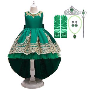 Цветочная девушка свадьба зеленое платье для пачки рождественские хэллоуин косплей одежда элегантная праздничная вечеринка по случаю дня рождения принцесса костюм