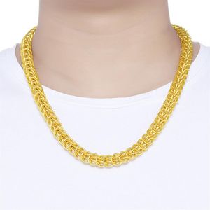 Цепная цепь толстой хип -хоп 18 тыс. Желтого золота прохладное мужское ожерелье тяжелое подарка