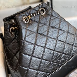 10A Designer-Rucksack aus gealtertem, gealtertem Kalbsleder, gesteppt, 20 cm, 10A, kleine Tasche für Damen, luxuriöse Hobo-Geldbörse aus echtem Leder, schwarze Geldbörse, doppelte Kettenriemen-Geldbörse mit Box