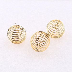 100Pcs DIY Gold Spiral Bead Cages Pendants Jewelry Findings Handmade Jewelry Components Charms 15X14MM 25X20MM 30X25MM258z