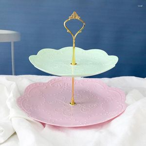 Bakeware Alets 2 Tier Söndürülebilir Kek Stand Avrupa Tarzı Pasta Cupcake Meyve Tabağı Tatlı Tutucu Bebek Duş Düğün Partisi Ev Dekor