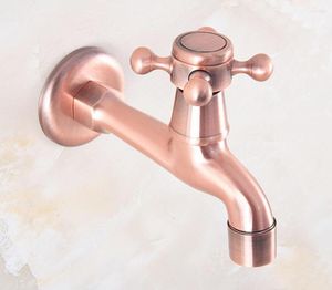 Bathroom Sink Faucets Antique Red Copper Wall Mount Mop Faucet Out Door Garden Pool Toilet Single Cold Water Taps Dav324