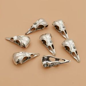 50Pcs Alloy Crow Raven Skull Charms Bird Head Skeleton Charms Pendant For Halloween Witch Pagan Necklace Bracelet Gothic Style Jewelry Making A-712