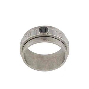 Margiela Style 925 Silver Rotatable Digital Carved Marguera Used Ring221L