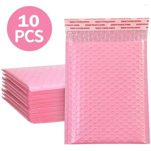 Sacos de armazenamento Tops 10 pçs Saco expresso à prova d'água Bubble Mailer Rosa Autocolante Envelopes acolchoados forrados Estojo de polietileno Drop