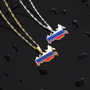 Pendant Necklaces Russia Map Flag Necklace For Women Gold Silver Color Stainless Steel The Russian Federation Jewelry Gifts