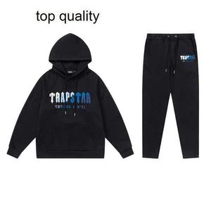 Herrtröjor tröjor Trapstar Hoodie Tracksuit Designer Embroidery Black Grey Rainbow Autumn Winter Sports Bomulls Topp Kort ärmstorlek S M L XL 21