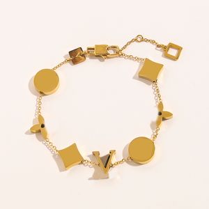 Nuovi braccialetti classici alla moda Bracciale da donna in oro 18 carati placcato in acciaio inossidabile perline di fiori di cristallo amanti regalo braccialetto polsino catena gioielli di design