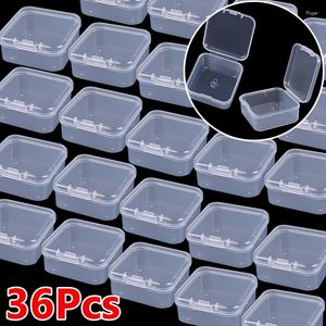 Storage Bags 36Pcs Square Plastic Box Jewelry Container Transparent Case For Beads Earrings Necklace