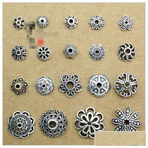 Bead Caps Wholesale Diy Jewelry Accessories Tibetan Sier Vintage Alloy Blossom Cap Flower Pedal Support Antique Charms For Drop Deli Dhde9