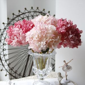 Dekorativa blommor vintage hortensia huvuden med stjälkar lila konstgjorda blommor diy bröllop centerpiece hemfest baby shower dekor