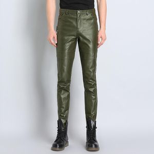 Pants Men's Genuine Leather Pants Natural Real Leather Sheepskin Motorcycle Casual Male Trousers Black Green Skinny Pants Plus Size