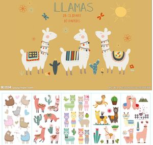 10PCS Cartoon Alpaca Tattoo Stickers Impermeabile Cute Animal DIY Braccio Coscia Mano Autoadesivo del tatuaggio temporaneo per i bambini