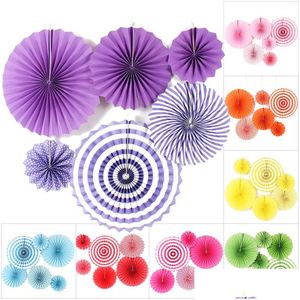 Other Festive Party Supplies Paper Fan Flower Pinwheels Hanging Flowers Diy Crafts Baby Shower Birthday Festival Decoration Drop D Dh7Jv