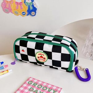 GRID PENCIL CASE TROUSSE SCOLAIRE PENCILCASE SCHOOL Supplies Pen Estuche Lapices Korean Stationery Cases for Girls