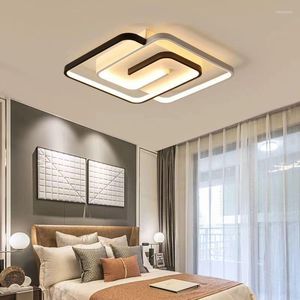 Światła sufitowe sypialnia LED żyrandol jasny czarny biały kwadrat nowoczesny lampa na poddaszu