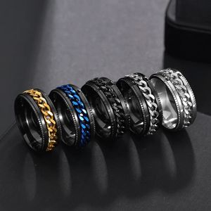 30/pcs men's rotatable multiple colors optional rings anti anxiety relief stress relaxation rings men's rotatable chain knuckles jewelry gift wholesale