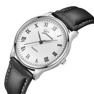 Nowe czarne różowe metalowe metalowe zegarki mody rzymskie okrągłe tarczę ultra-cienkie skórzane kwarcowe zegarek na nadgarstek dla mężczyzn renogio masculino