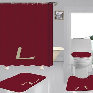 Trend Print Shower Curtains Sets Luxurious Design High-grade Four-piece Suit Bathroom Anti-peeping Non-slip Deodorant Bath toilet 212M