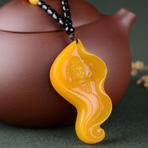 Topaz Guanyin Buddha Jade Pendant Pendant för män och kvinnor287v