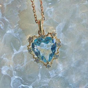 Hänghalsband wesparking hjärta charm halsband för kvinnor guldpläterad länk kedja strass romantisk kärleksstil smycken presentartikel