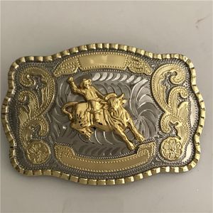 Silver Gold Ride Bull Cowboy Belt Klucz dla mężczyzn Hebillas Cinturon Jeans Pas Pas Fit 4 cm szerokie pasy244c