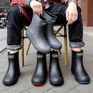 Safety Shoes Fashion Outdoor Men's Rain Boots Unisex Male Slip on Waterproof Working Fishing Boot 230721