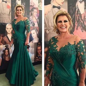 Gelin elbiselerinin klasik yeşil annesi yarım kollu dantel artı boyutu Düğün için Damat Elbisesi Anne Düğün Boyun Gowns218o