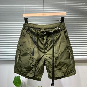 Shorts masculinos com cordão, multibolsos, moda retrô, moda americana, cropped, estilo harajuku, hip-hop, casual, solto, macacão ao ar livre