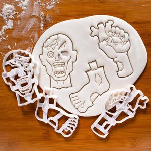 Bakning formar 2023 Halloween cookie mögel zombie huvud bat hjärnorgans pumpa 3d tecknad pressbar kex chokladkaka tillbehör