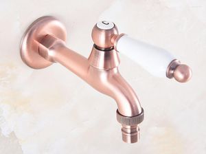 Bathroom Sink Faucets Antique Red Copper Single Hole Wall Mount Washing Machine Faucet Outrood Garden Cold Water Taps 2av326