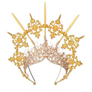 Lolita Halo Crown Costume Accessories Gold Halo Goddess Headpiece Vintage KC Headband Angel Virgin Mary Baroque Tiara Headwear264q
