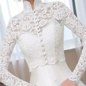 Vintage New White Biała Kurtka ślubna Bridal Boleros Long Rękaw Aplikat